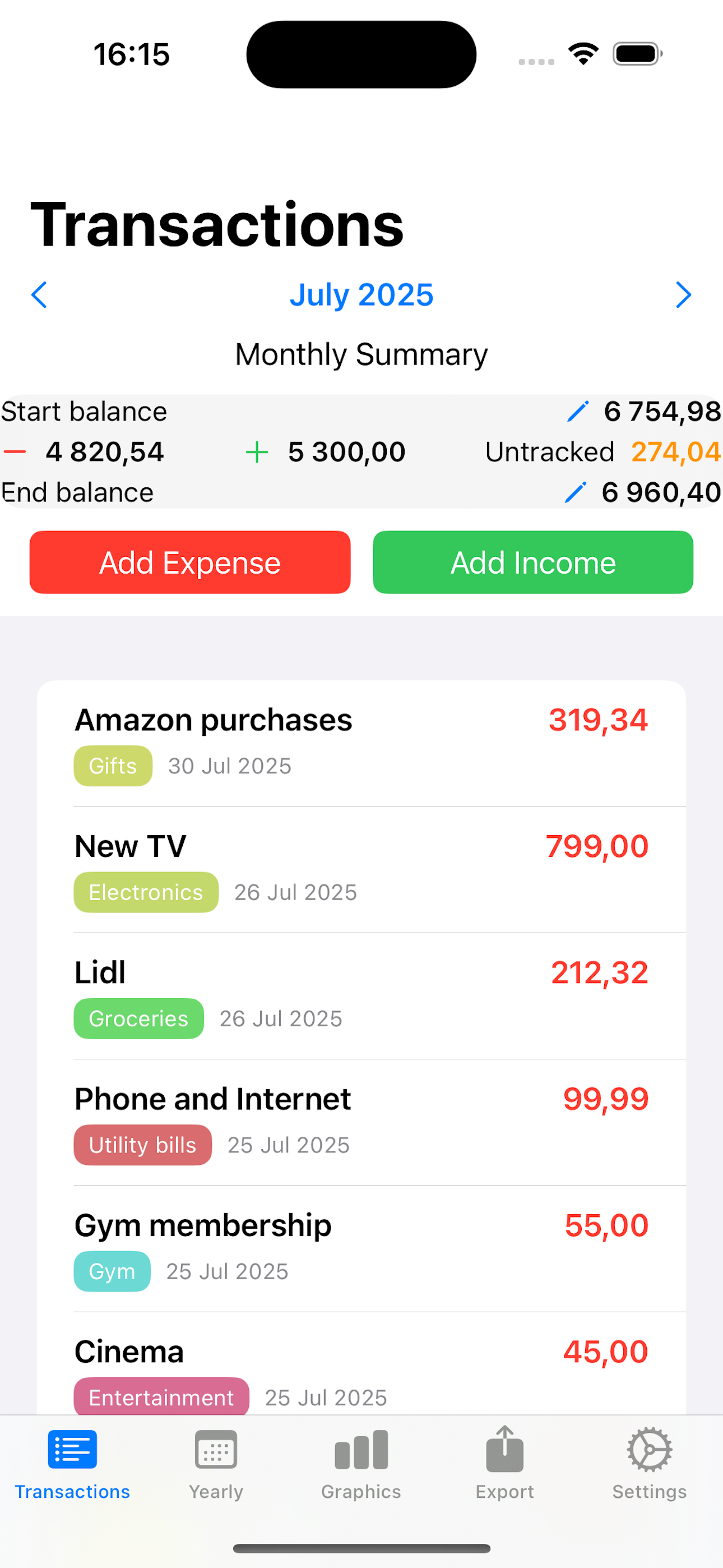 XPense Screenshot